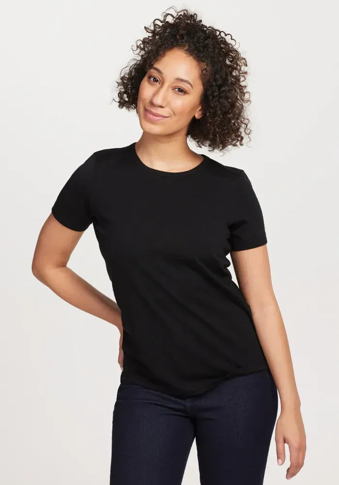 Womens Merino Wool Crew Neck Tee - Loose Fitting Breathable T