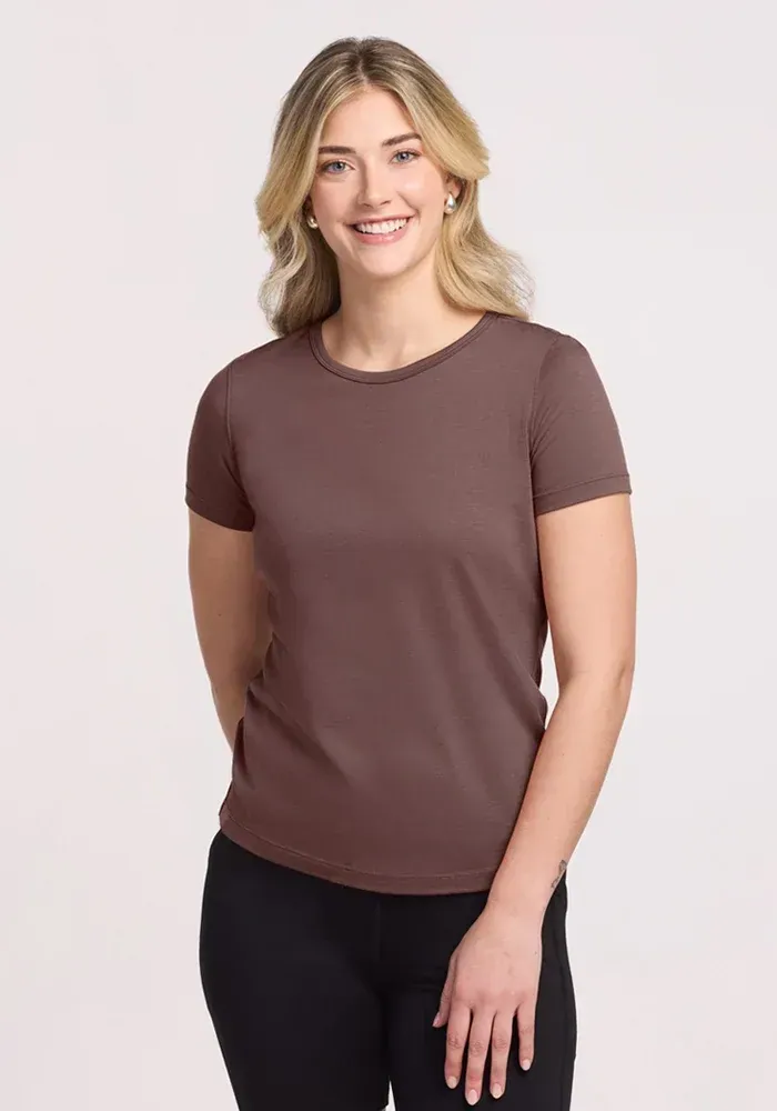 Womens Merino Wool Crew Neck Tee - Loose Fitting Breathable T